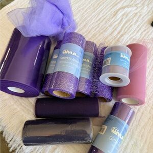 Purple Sparkle Mesh & Tulle Roll Set - Purple tones